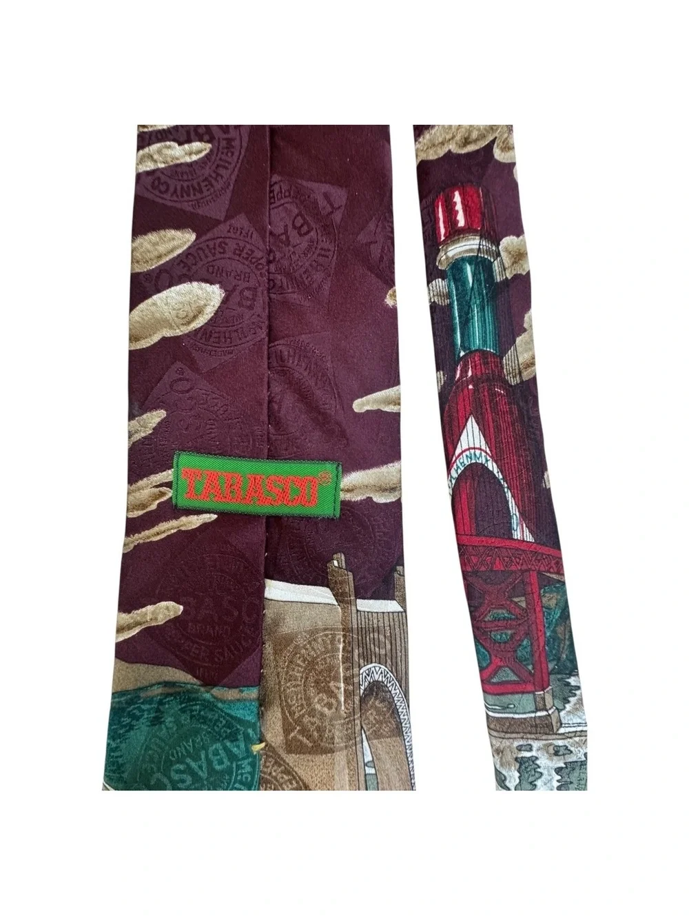 Vintage TABASCO Tie 100% Silk Avery Island Louisiana Novelty Made USA Necktie